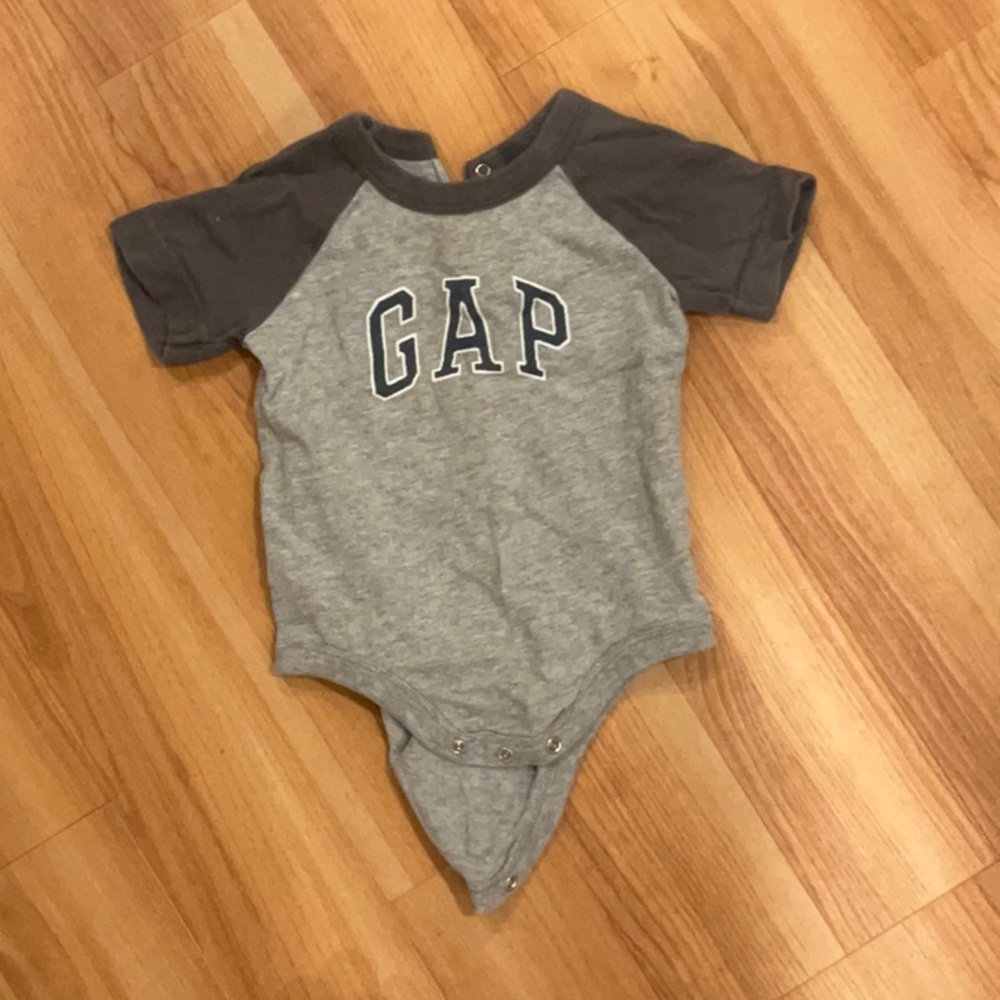 GAP Gray Bodysuit with Sporty Raglan Sleeves